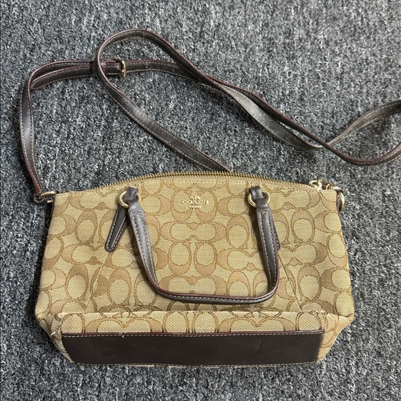 Coach Brown and Tan Crossbody Logo Small Bag - Picture 2 of 5